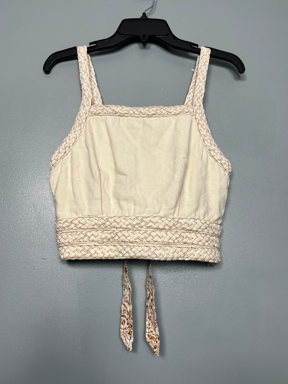 Anthropologie Pilcro Cropped Lace Back Corset Top Cream Boho Women’s Size S